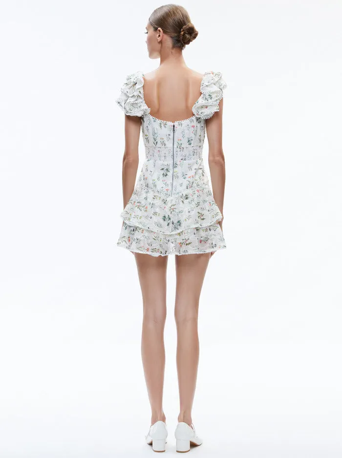 Alice   Olivia - Hartford Smocked Mini Dress - Georgia Floral