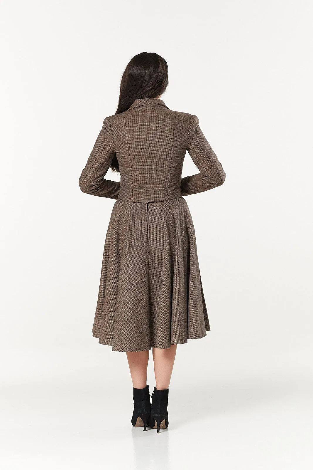 Cropped Brown Double Breasted Woollen Jacket