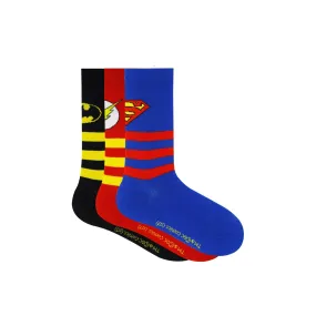 Justice League By Balenzia Crew Socks for Kids (Pack of 3 Pairs/1U)(7-9 YEARS)