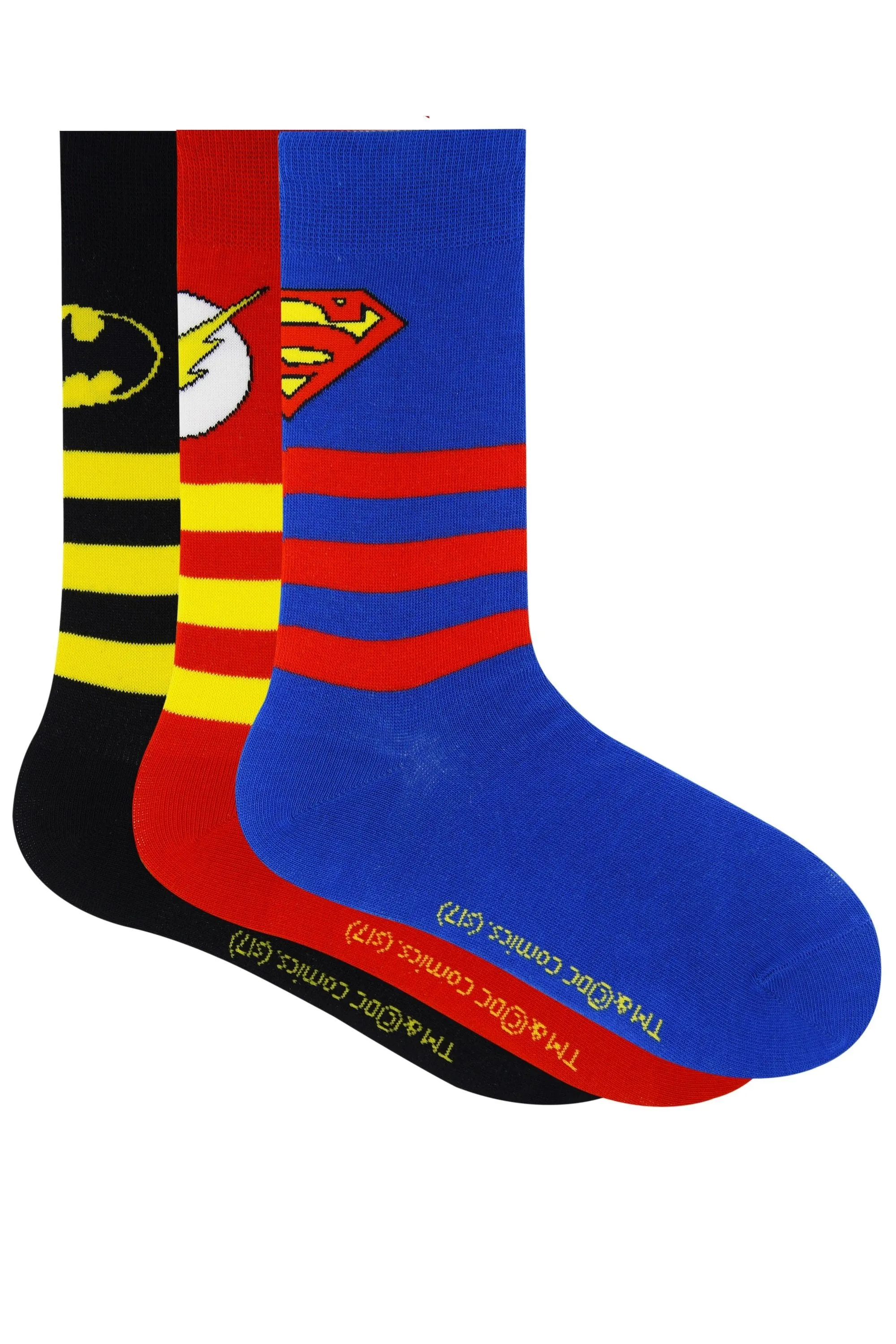 Justice League By Balenzia Crew Socks for Kids (Pack of 3 Pairs/1U)(7-9 YEARS)