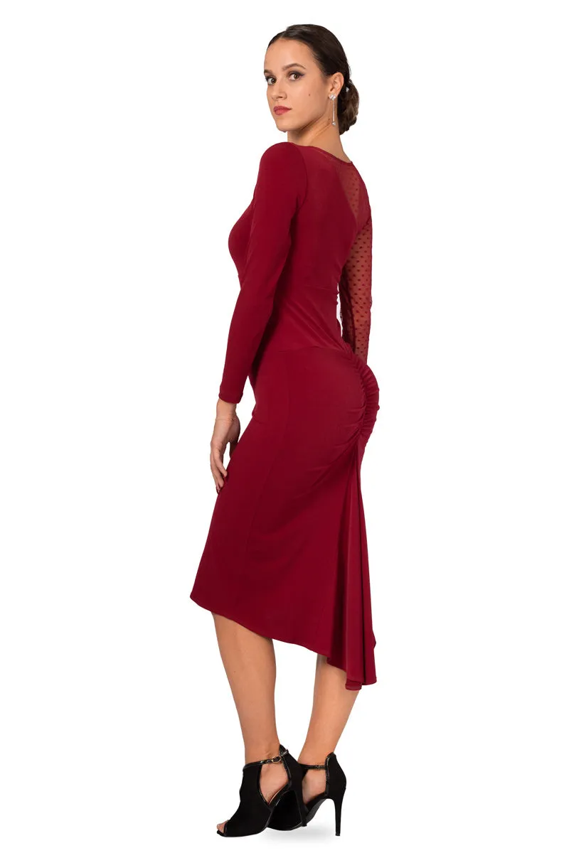 Long-Sleeve Fishtail Dress With Tulle Details