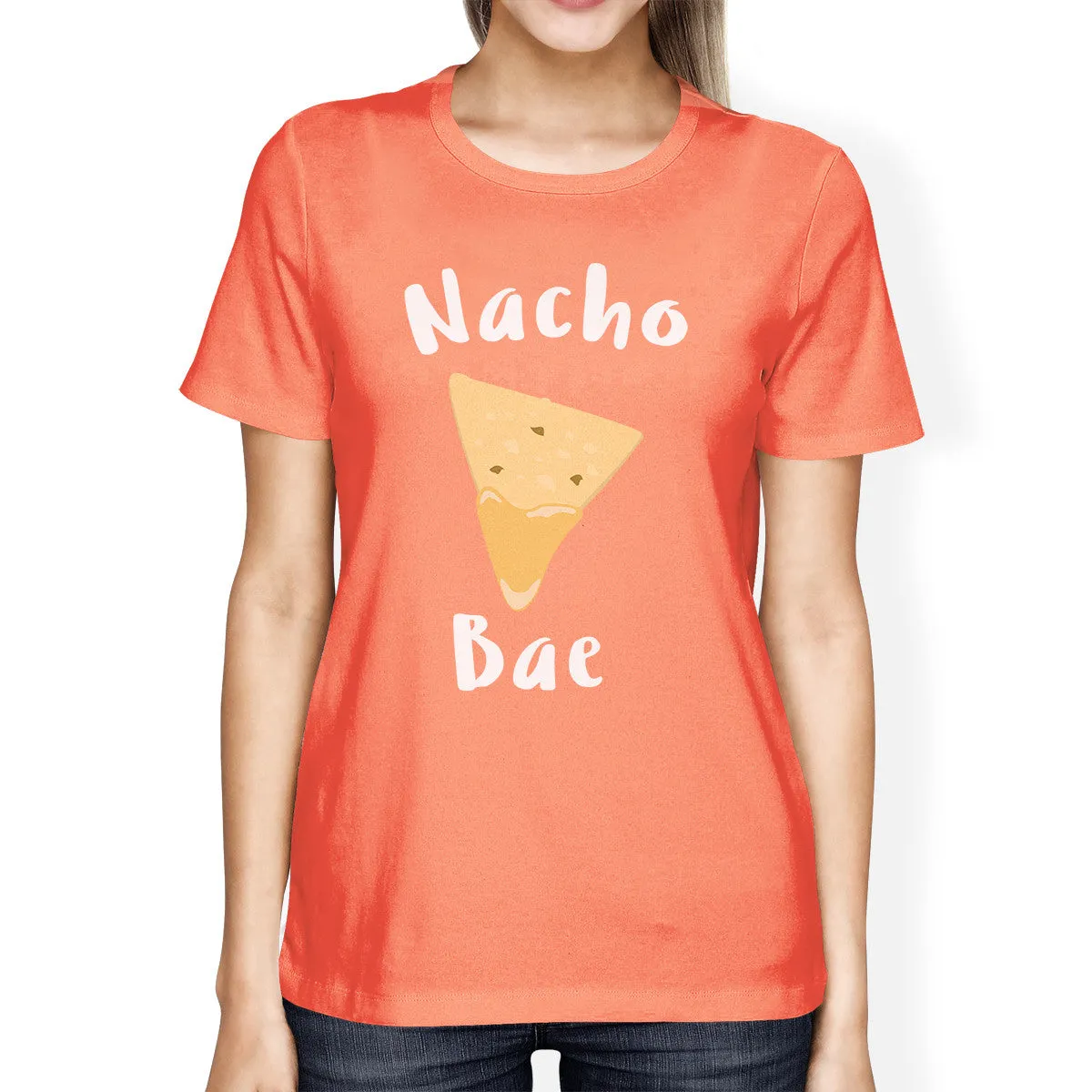 Nocho Bae Women's Peach T-shirt Simple Typography Cute Graphic Tee