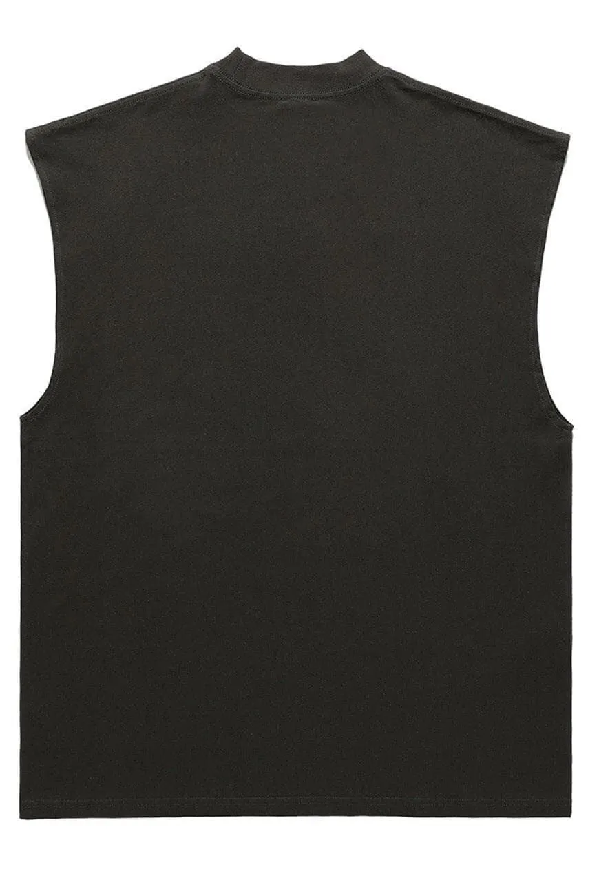 Psychedelic sleeveless t-shirt punk tank top old surfer vest