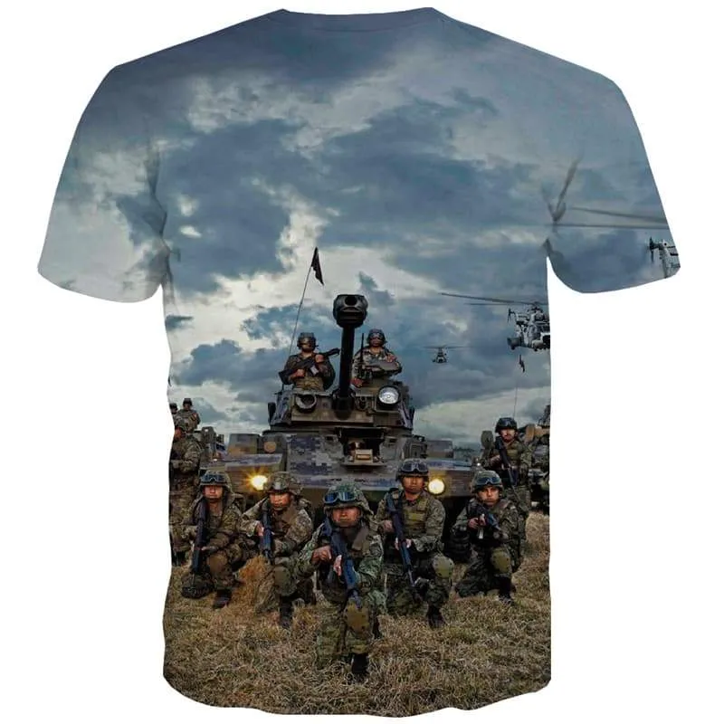 Tank T-shirt Men War Tshirt Printed Military Tshirts Novelty Helicopter T-shirts 3d