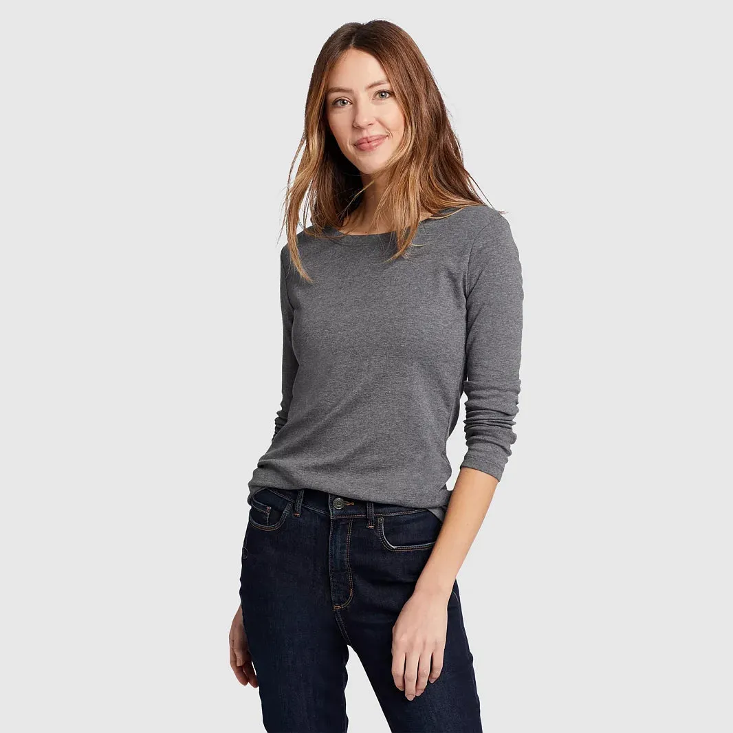Womens Long Sleeve Pullover Round-Neck T-Shirt