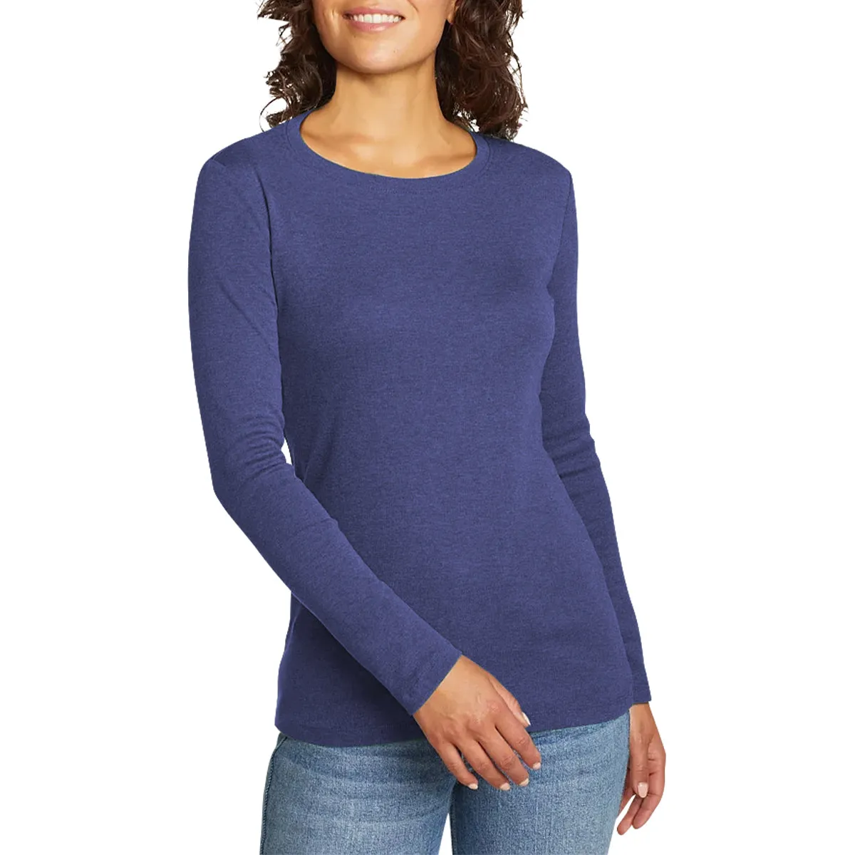 Womens Long Sleeve Pullover Round-Neck T-Shirt