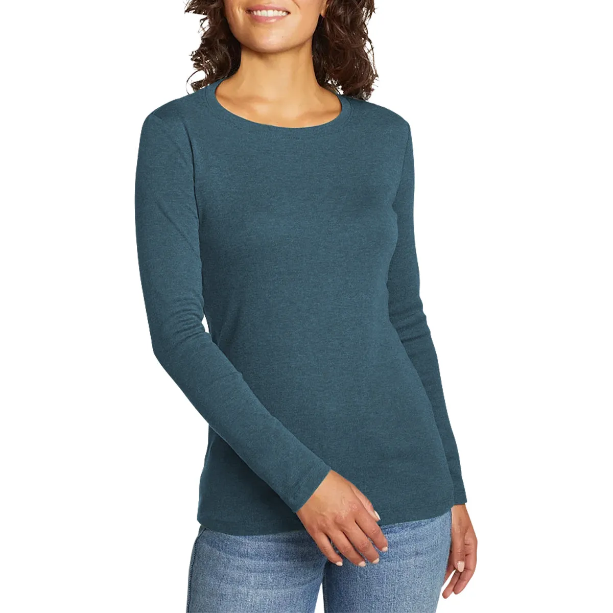 Womens Long Sleeve Pullover Round-Neck T-Shirt