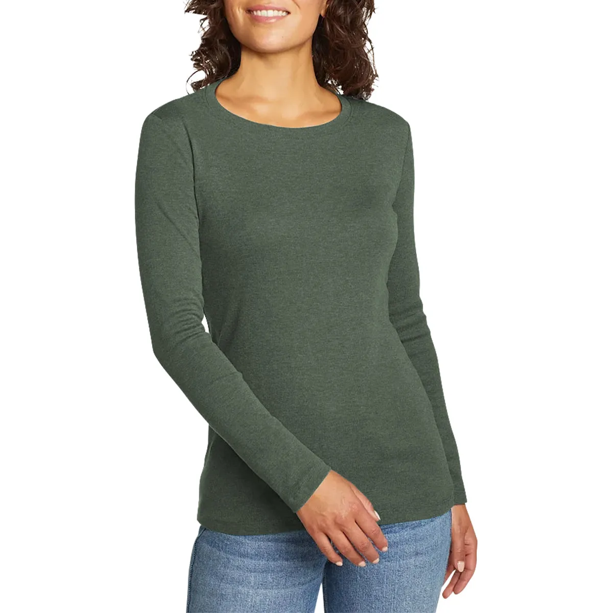 Womens Long Sleeve Pullover Round-Neck T-Shirt