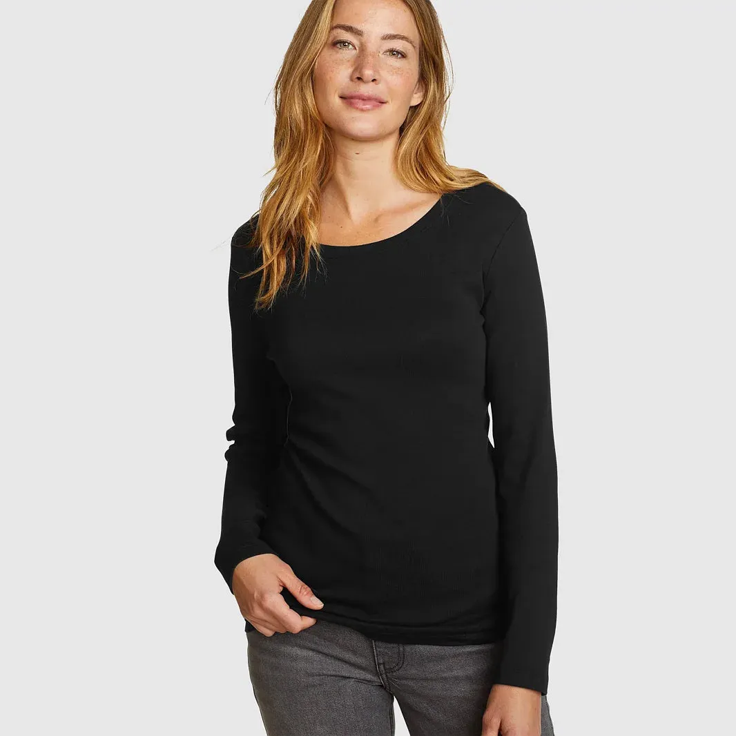 Womens Long Sleeve Pullover Round-Neck T-Shirt