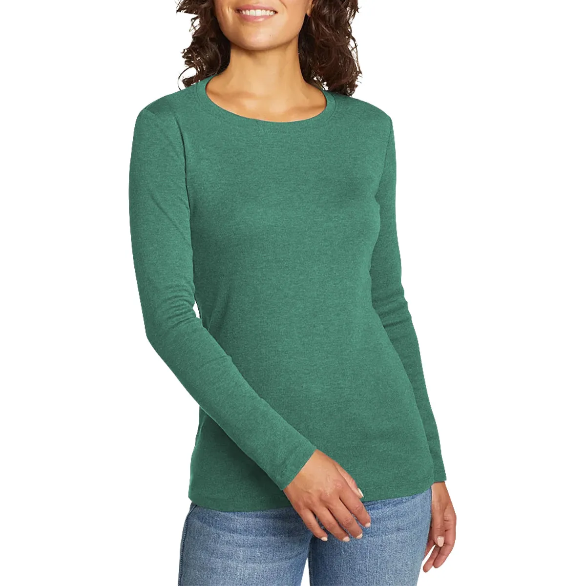 Womens Long Sleeve Pullover Round-Neck T-Shirt