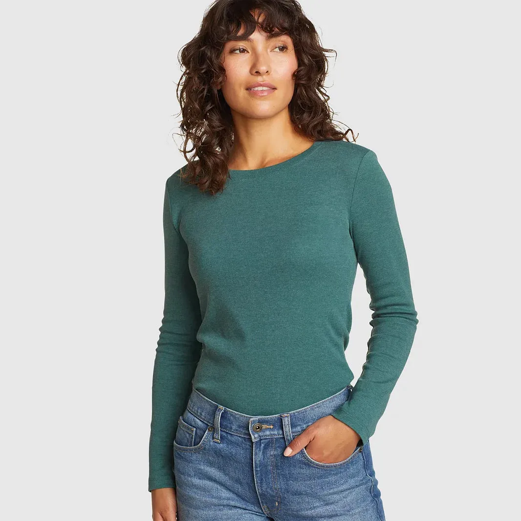 Womens Long Sleeve Pullover Round-Neck T-Shirt