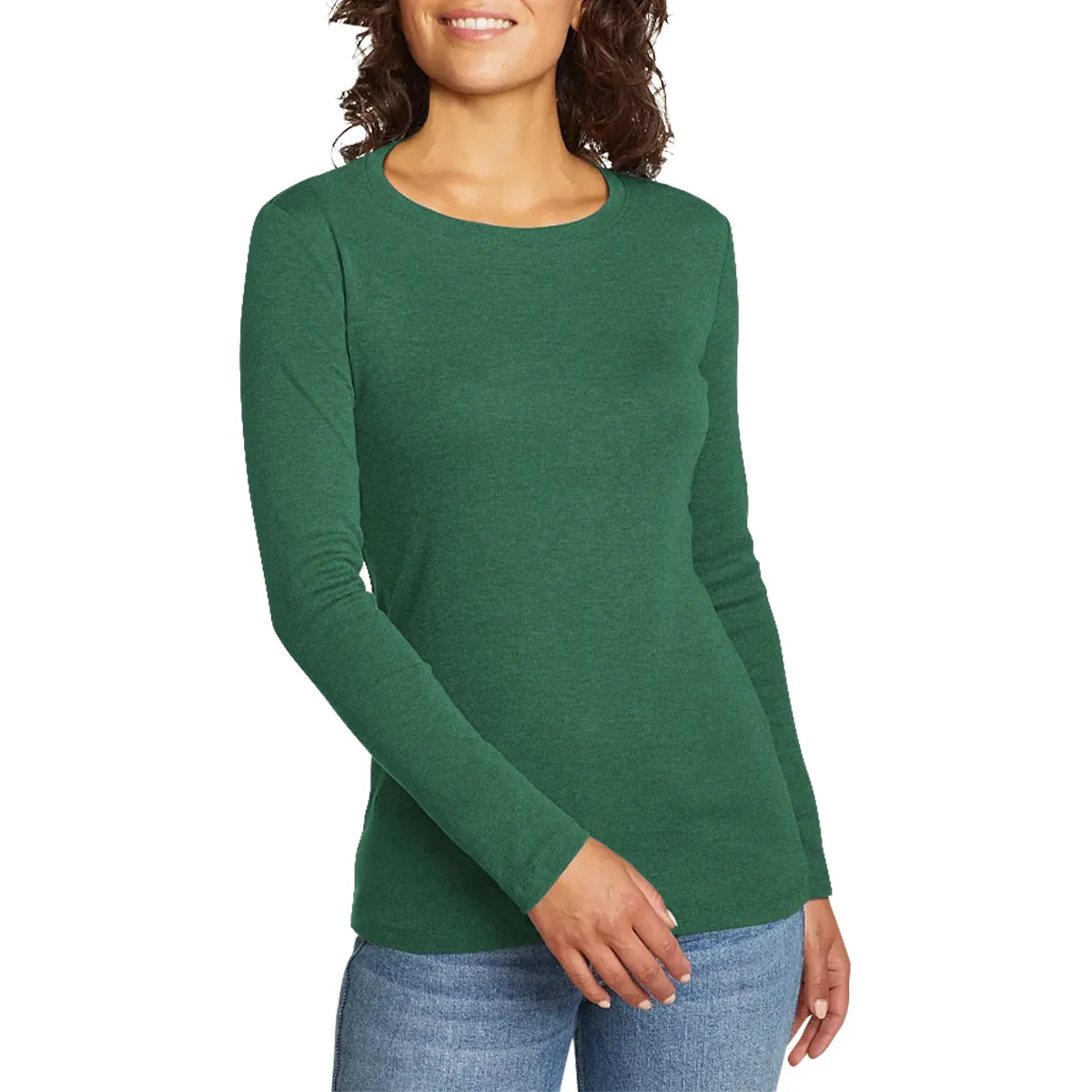 Womens Long Sleeve Pullover Round-Neck T-Shirt