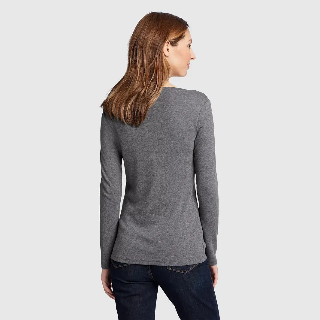 Womens Long Sleeve Pullover Round-Neck T-Shirt