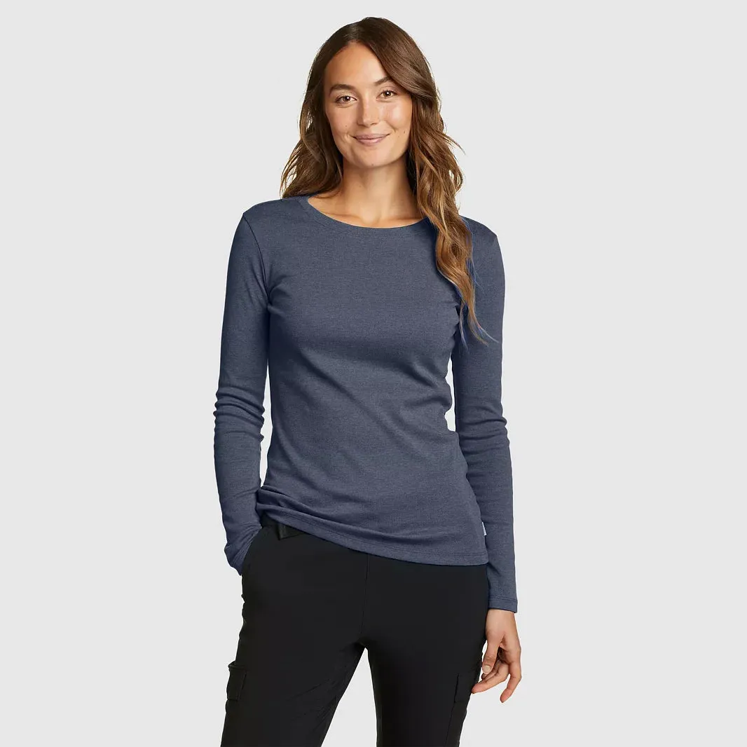 Womens Long Sleeve Pullover Round-Neck T-Shirt